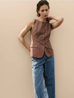 Reserved - Kamizelka z lyocellem - brązowy