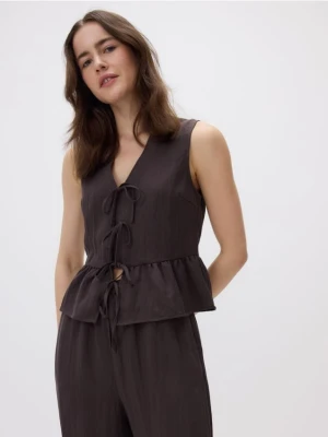 Reserved - Kamizelka z lyocellem - ciemnobrązowy