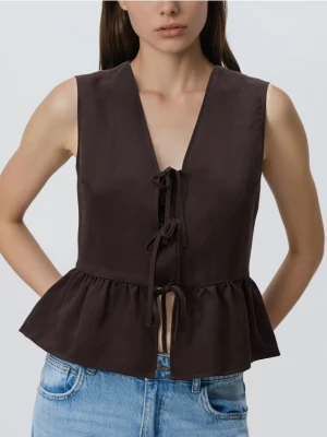 Reserved - Kamizelka z lyocellem - ciemnobrązowy