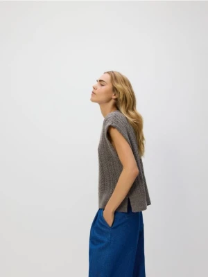 Reserved - Kamizelka z ozdobnym splotem - brązowy