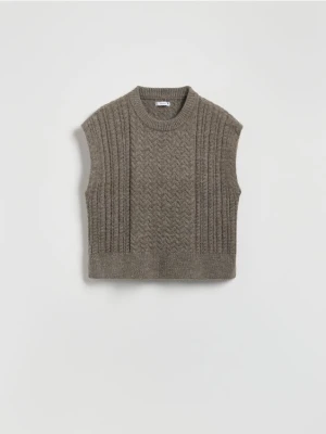 Reserved - Kamizelka z ozdobnym splotem - brązowy