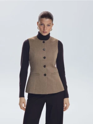 Reserved - Kamizelka z ozdobnymi guzikami - beżowy