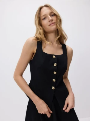 Reserved - Kamizelka z ozdobnymi guzikami - czarny