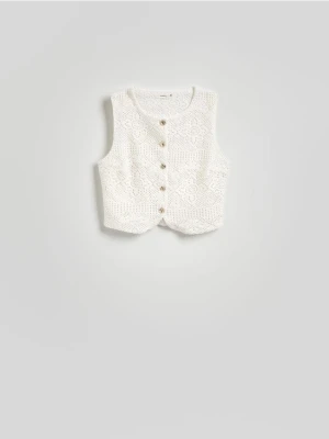 Reserved - Kamizelka z ozdobnymi guzikami - kremowy