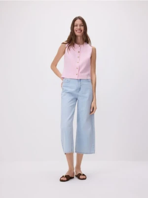 Reserved - Kamizelka z ozdobnymi guzikami - pastelowy róż