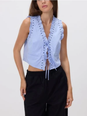 Reserved - Kamizelka z wiązaniem - jasnoniebieski