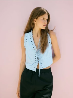 Reserved - Kamizelka z wiązaniem - jasnoniebieski
