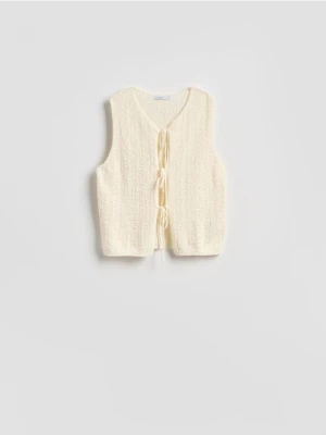 Reserved - Kamizelka z wiązaniem - kremowy