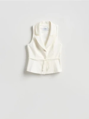 Reserved - Kamizelka z wiązaniem w talii - biały