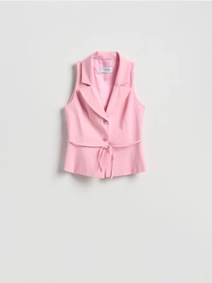 Reserved - Kamizelka z wiązaniem w talii - różowy