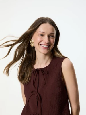 Reserved - Kamizelka z wiskozą - bordowy