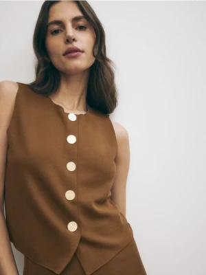 Reserved - Kamizelka z wiskozą - brązowy