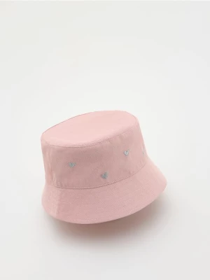 Reserved - Kapelusz bucket hat z haftem - pastelowy róż