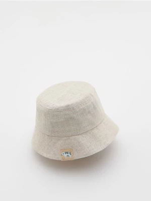Reserved - Kapelusz bucket hat z lnem - kremowy