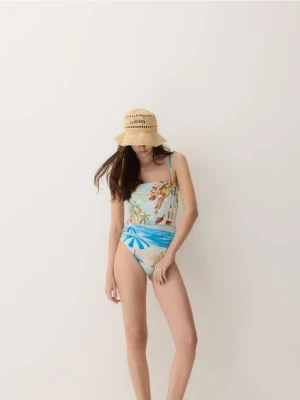 Reserved - Kapelusz bucket z rafii - kremowy