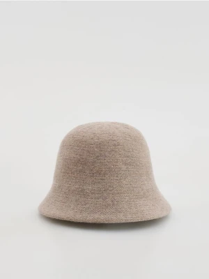 Reserved - Kapelusz bucket z wełną - kremowy
