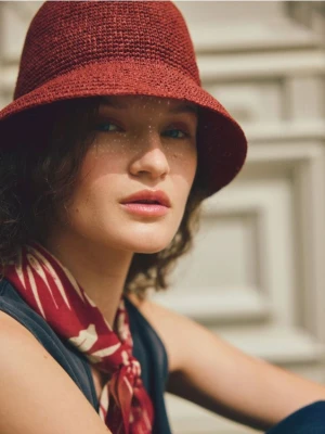 Reserved - Kapelusz słomkowy - miedziany