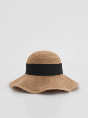 Reserved - Kapelusz z kokardą - kremowy