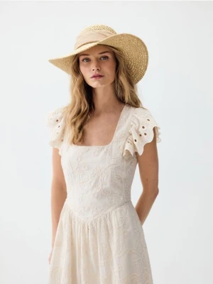 Reserved - Kapelusz z paskiem - złamana biel