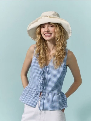 Reserved - Kapelusz z wiskozą i lnem - złamana biel