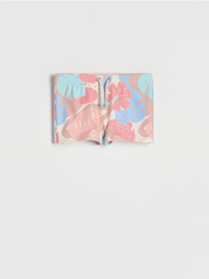 Reserved - Kąpielówki w tropikalny wzór - złamana biel