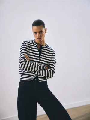 Reserved - Kardigan w paski - granatowy