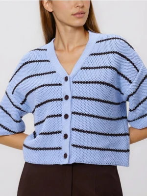 Reserved - Kardigan w paski - jasnoniebieski