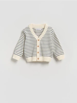 Reserved - Kardigan w paski - kremowy