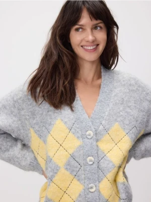 Reserved - Kardigan w romby - jasnoszary