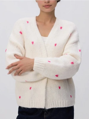 Reserved - Kardigan w serca - kremowy