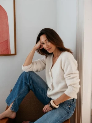 Zdjęcie produktu Reserved - Kardigan z alpaką - złamana biel