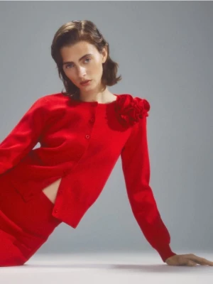 Reserved - Kardigan z aplikacją - czerwony