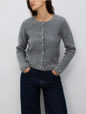 Reserved - Kardigan z aplikacją - szary