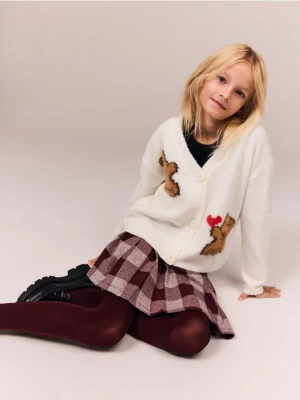 Reserved - Kardigan z aplikacją - złamana biel