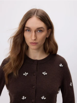 Reserved - Kardigan z aplikacjami - brązowy