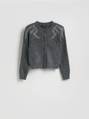 Reserved - Kardigan z aplikacjami - ciemnoszary