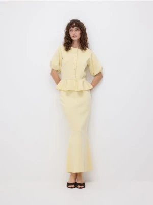 Reserved - Kardigan z baskinką - jasnożółty