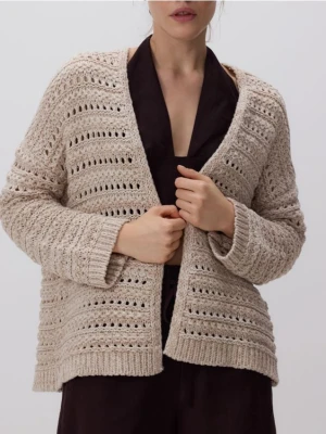 Reserved - Kardigan z bawełną - beżowy