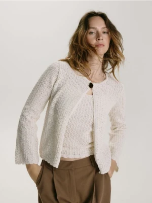 Reserved - Kardigan z bawełną - kremowy
