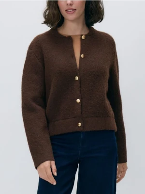 Reserved - Kardigan z dekoracyjnymi guzikami - brązowy