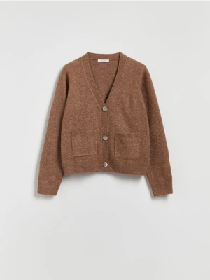 Reserved - Kardigan z dekoracyjnymi guzikami - brązowy