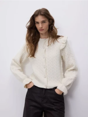 Reserved - Kardigan z dekoracyjnymi guzikami - kremowy