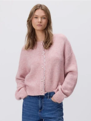 Reserved - Kardigan z dekoracyjnymi guzikami - różowy