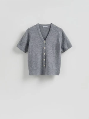 Reserved - Kardigan z dekoracyjnymi guzikami - szary
