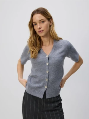 Reserved - Kardigan z dekoracyjnymi guzikami - szary