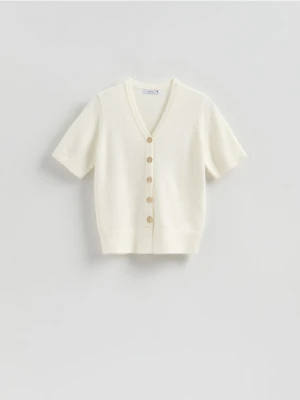 Reserved - Kardigan z dekoracyjnymi guzikami - złamana biel
