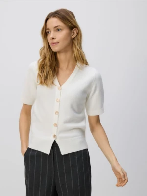 Reserved - Kardigan z dekoracyjnymi guzikami - złamana biel