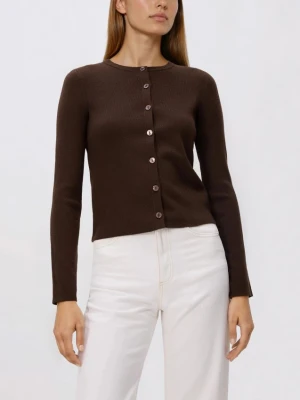 Reserved - Kardigan z dodatkiem modalu - ciemnobrązowy