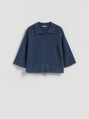 Reserved - Kardigan z dodatkiem wełny z alpaki - granatowy