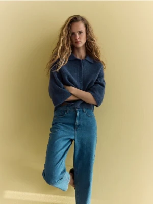 Reserved - Kardigan z dodatkiem wełny z alpaki - granatowy